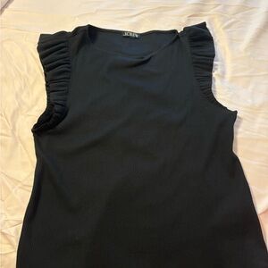 J. Crew Black Ribbed Tank with Ruffle Cap Sleeves. Never worn. Size tag removed.